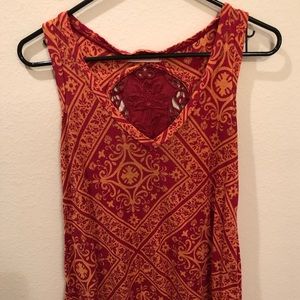 Red and Orange embroidered tank top